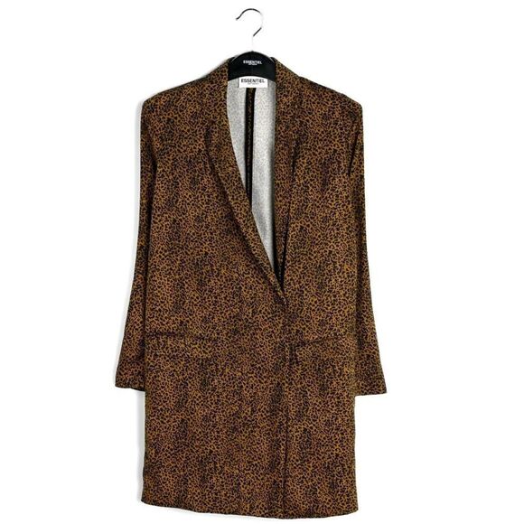 Essentiel Antwerp Tracy Leopard Micro Print Coat Dress - Picture 3 of 16